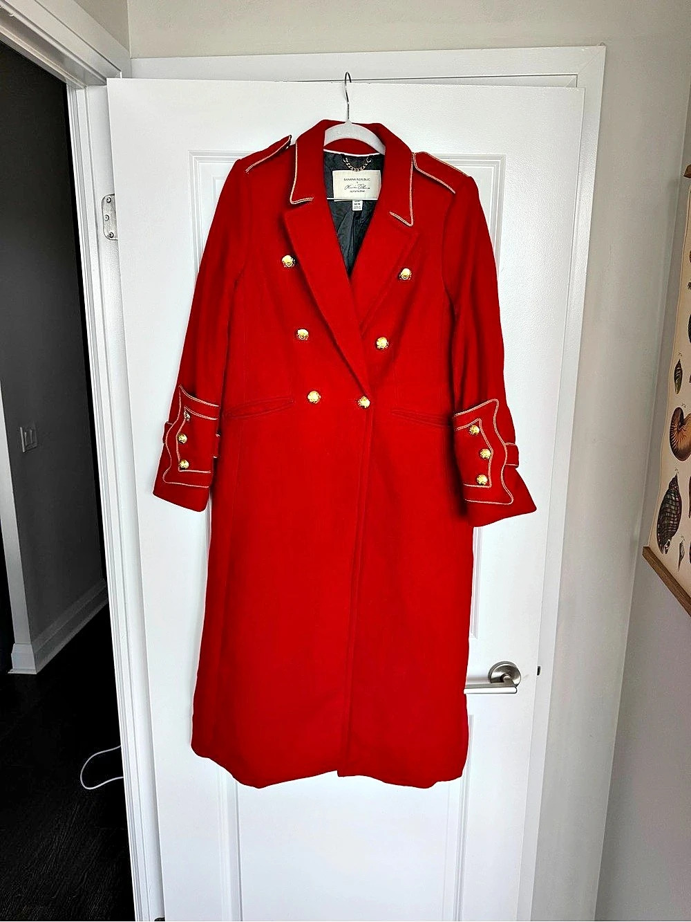 Banana Republic x Olivia Palermo Red Double-Breasted Coat Size Medium Like New